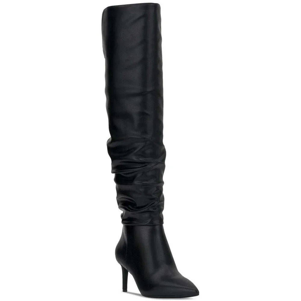 INC International Concepts Womens Black Slouchy Over The Knee Stiletto Boots 9